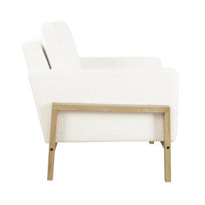 HomePop Wood Frame Accent Chair | Homepop Home Decor | Accent Chairs for Living Room & Bedroom - Cream Boucle