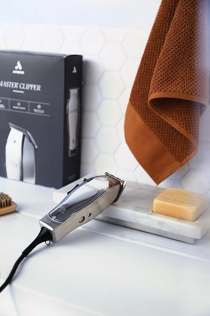 Andis 01815 Professional Master Adjustable Blade Hair Clipper, Carbon Steel T-Blade - Silver