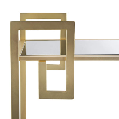 Safavieh Eliza Bar Cart, Brass and Black Glass
