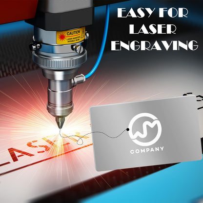 weparmeety 100 Pcs Sliver Metal Engraving Blanks Colorful Aluminum Sheet Laser Engraving Business Card Multipurpose DIY Gift Cards 86 x 54 x 0.21 mm
