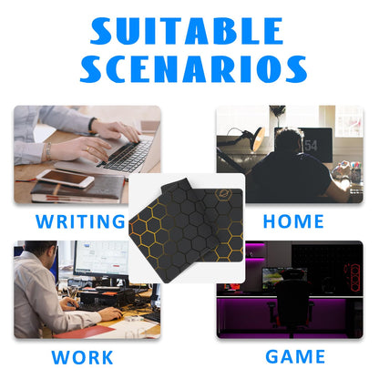 Desk Mat, Black Gold Honeycomb Technology Extended Gaming Mouse Pad Large, 31.5"x11.8" Big Mouse Pad with Non-Slip Base and Stitched Edge, Long Computer Keyboard Mouse Mat for Home Office Work