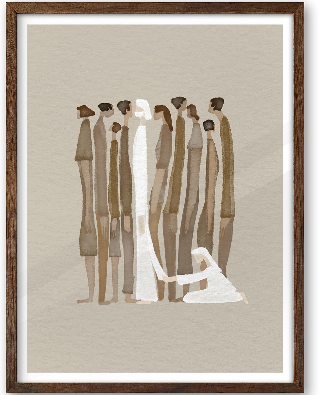 iHery Natural OAK Wood Jesus and Peter Walk on Water Framed Wall Art, 12x16 in Modern Sketch Bible Verses Canvas Art Decor, Beige Logs Boho Scripture 1Pack for Living Room Bedroom