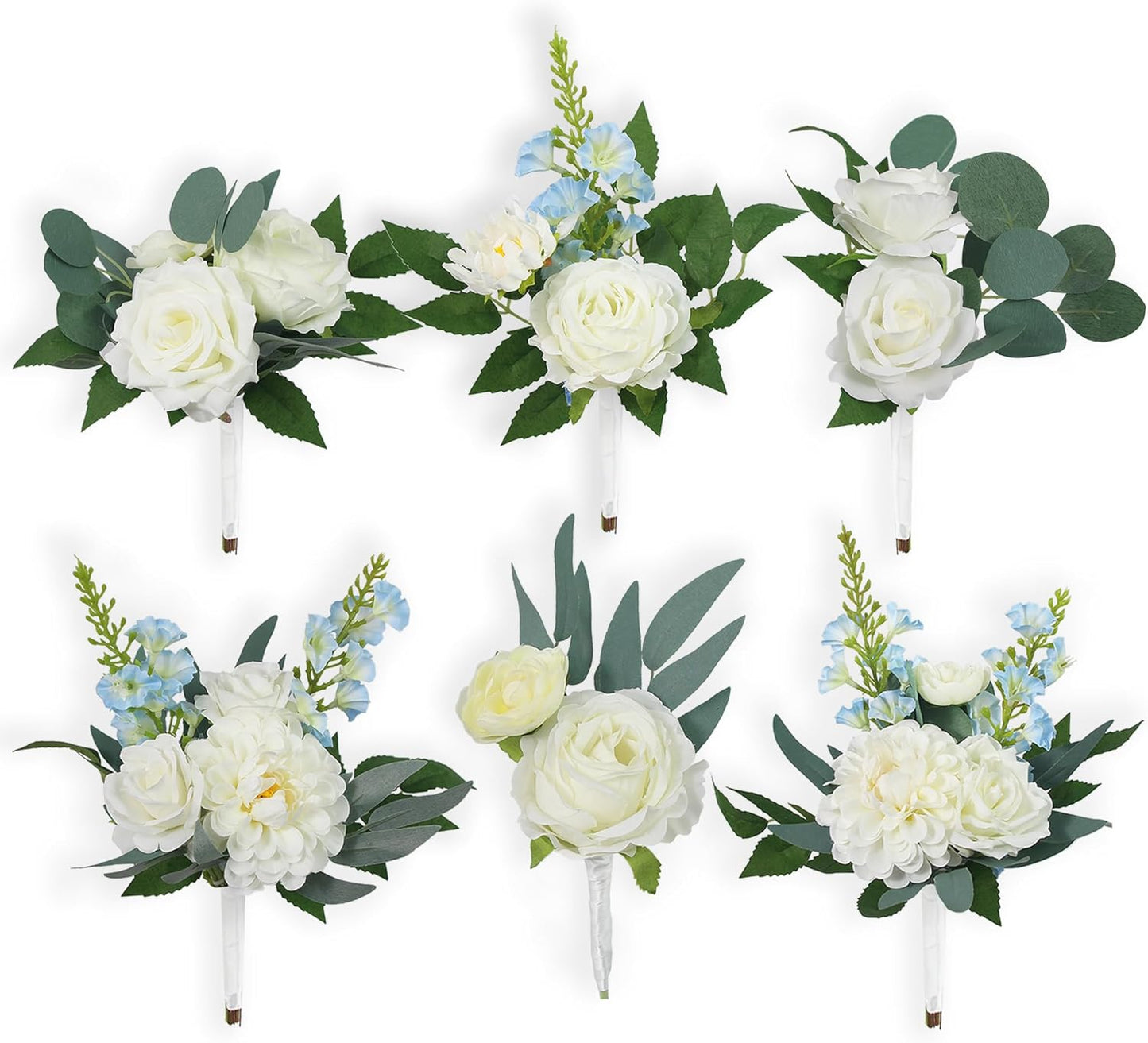 6Pcs Rinlong Assorted Flower Centerpieces for Wedding Tables Centerpiece Bridesmaid Bouquets Baby Nursery Shelf Mantel