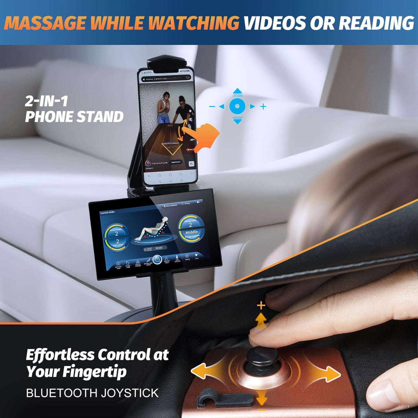 KTENTITO Massage Chair Full Body, 2026 Zero Gravity SL-Track Shiatsu Massage Chairs Recliner with AI Voice, LED Backlight Remote Control, Waist & Calf Heating, Phone Joystick and Holder, G6 Black