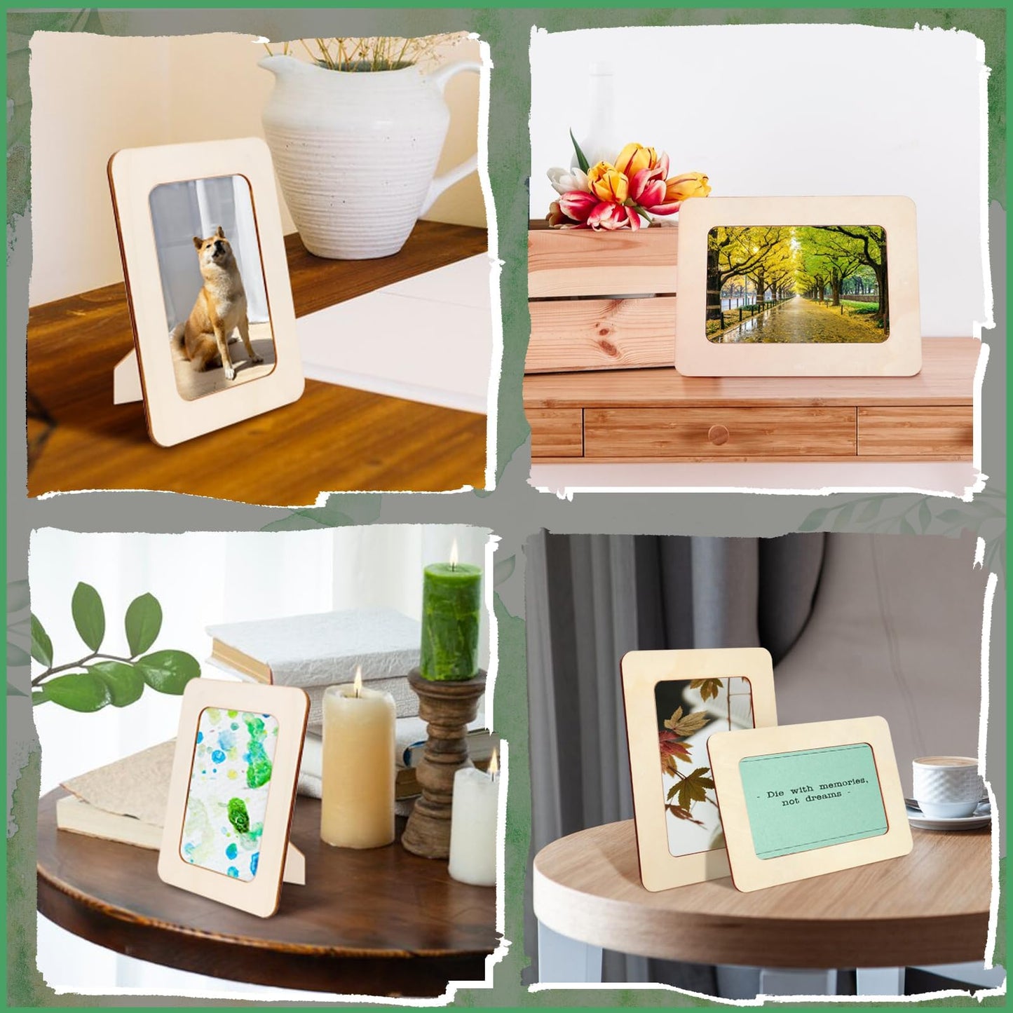 Vmiapxo 10 Pack Wooden Picture Frames for Crafts,DIY Wood Frame for 4x6 Photos,Unfinished Standing Wooden Photo Frames for Painting,Wood DIY Crafts Decorate for Birthday Party Mother's Day Gifts