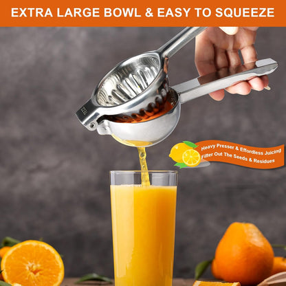 TEZZ Upgraded Extra Large Lemon Squeezer, Heavy Duty Handheld Orange Juicer, Stainless Steel Citrus Press