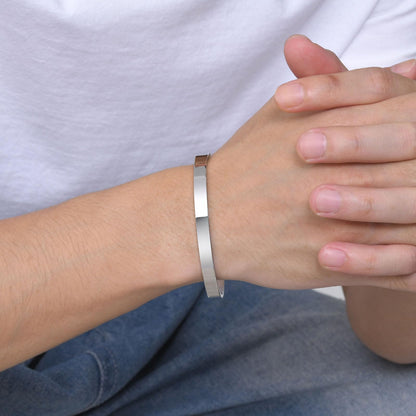 MEALGUET Stainless Steel Mens Cuff Bracelet : Minimal Cool Silver Open Metal Cuff Bangle Bracelets for Men,65mm,Mens Bracelet Jewelry