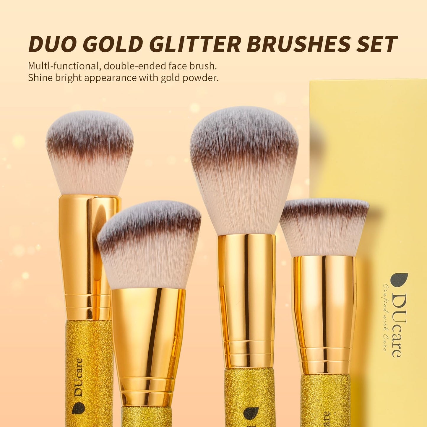 DUcare Foundation Brush Contour Bronzer Makeup Brush Double Ended Self Tanner Brush Sculpting Brush for Blending Liquid Powder Concealer Cream Cosmetics Blush Buffe