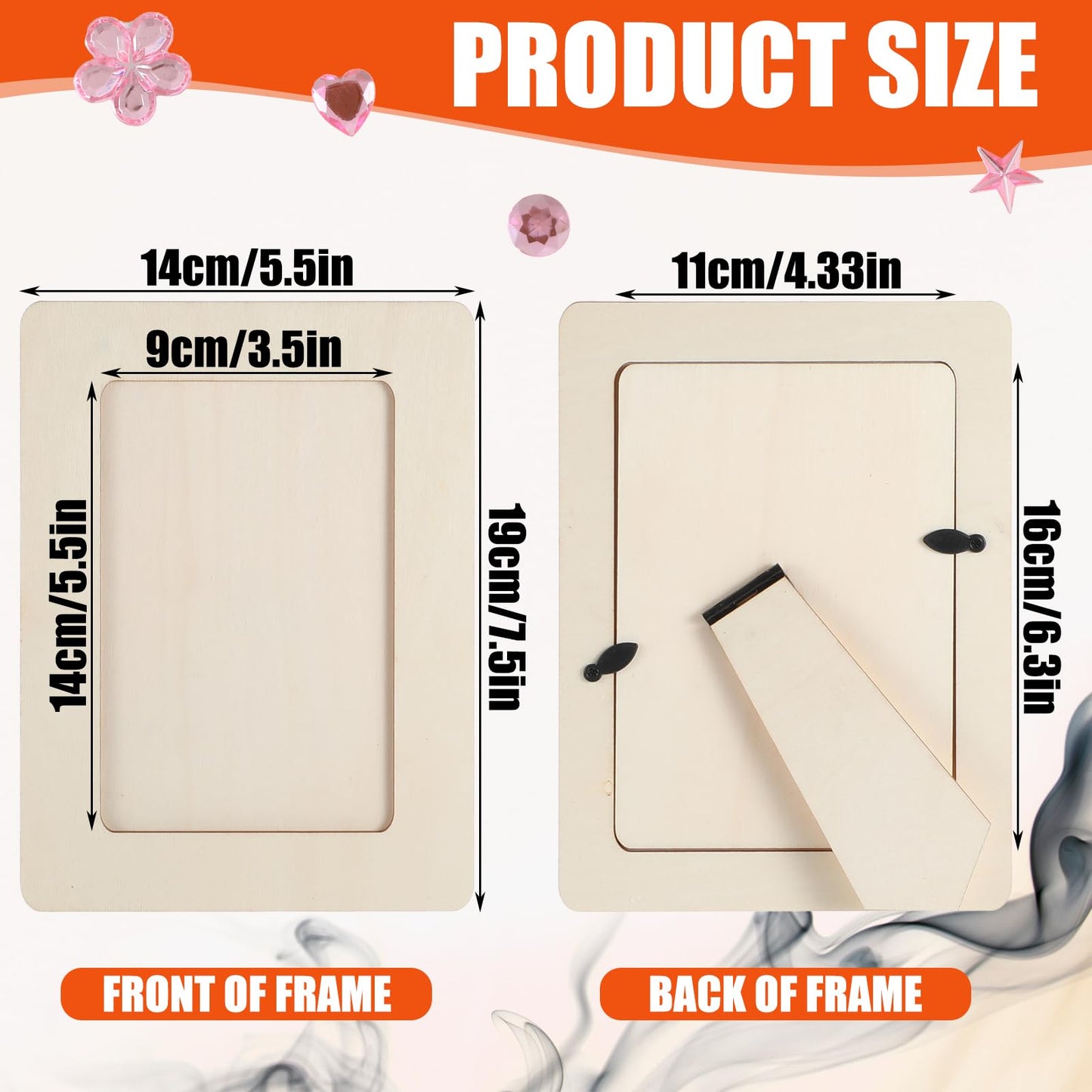 HOFURME 26 Pcs Unfinished Wooden Picture Frame Painting Craft Kit, 10 Pcs 4 x 6 Inch DIY Wooden Picture Frames with 12 Pcs Painting Color Pen and 4 Sheets Crystal Diamond Stickers for DIY Craft