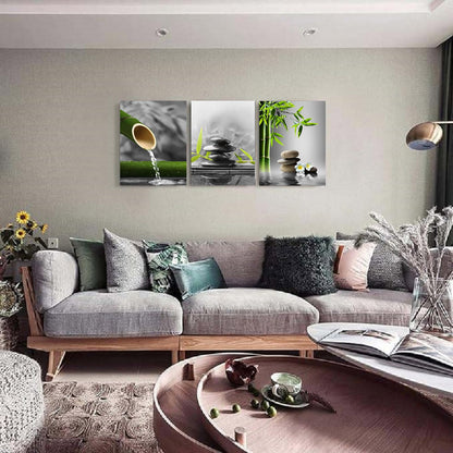 Yxbhhym- Bathroom wall art Black and White Gray Green Room Decor Zen Poster Canvas Pictures Zen Artwork for Spa Living Room Wall Art Kitchen Bedroom Decor Home Framed Prints Art