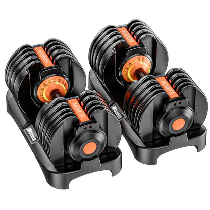 Moveta Adjustable Dumbbells Set of 2，Free Weights Dumbbells Set，Adjustable Dumbbell Set，52.5 lbs pair 105 lbs，15 in 1，for Men/Women Gym Equipment for Home Strength Training Equipment