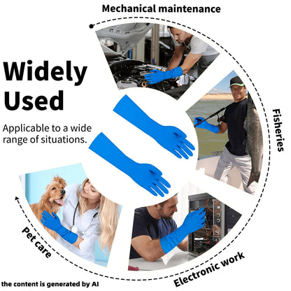JINGLIKANG 16inch Nitrile Disposable Gloves Long Sleeves Blue 6mil Durable Waterproof 20PCS Clean Dishwashing White Medium Size (20, Blue, M)