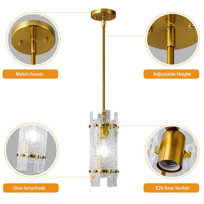 LIANGMH Modern Crystal Pendant Lighting Gold Pendant Lights Mini Glass Chandeliers, Adjustable Pendant Light Fixture for Kitchen Island Bedroom Living Room Dining Room Corridor(3Pack)