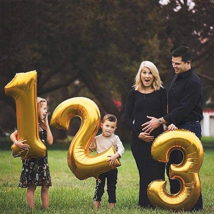 Lovoir 40 Inch Large Gold Number 2 Balloon: Jumbo Size Mylar Foil Helium Balloons for Birthday Party Decorations