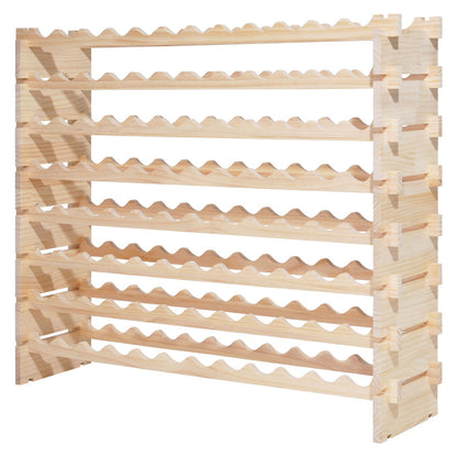 VEVOR 96 Bottle Stackable Modular Wine Rack, 8-Tier Wine Bottle Holder,Solid Wood Floor Freestanding Wine Storage Rack for Pinot Noir Bottles,for Kitchen, Cellar, and Bar, Natural