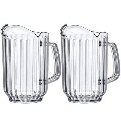 Amazing Abby - Cheerly Beerly - 2-Pack Unbreakable Plastic Beer Pitcher (60 oz) with 3 Spouts, Restaurant-Grade Polycarbonate Beverage Dispenser, Dishwasher-Safe, Great for Beer, Sangria, and More