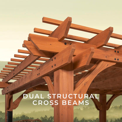 Backyard Discovery Beaumont 20' x 12' Traditional Cedar Wood Pergola Kit with Trellis Roof, All-Season Durability, High-Wind Rating, PowerPort, Shade for Outdoor Patio, Deck, Garden, and Entertaining