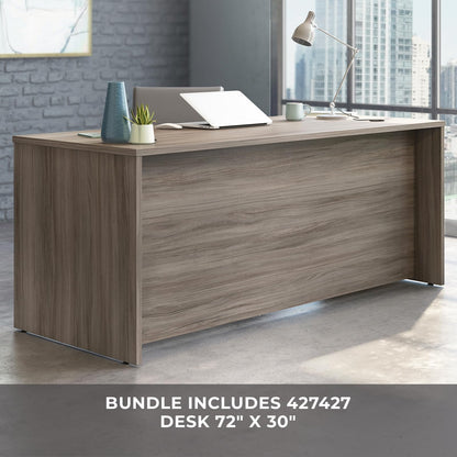 Sauder Office Works Affirm 72 X 30 Desk 2 Drawer Pedestal Ste, Hudson Elm Finish