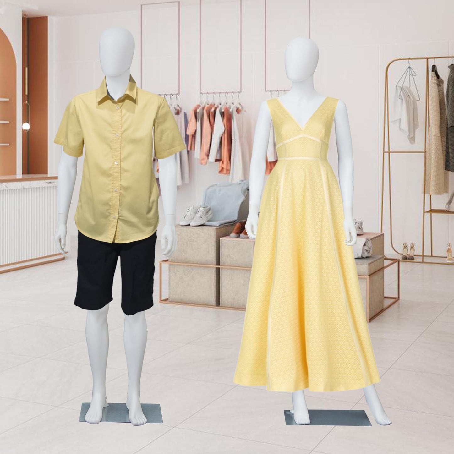 Kinfant Male and Female Mannequin Set - 6Ft Full Body Male and Female Detachable Mannequin with Stand for Clothing Shops, Clothing Design(White)