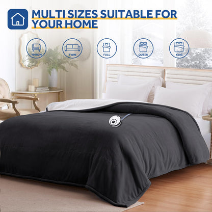 Sealy Electric Blanket Throw Size 50"*60",Super Cozy Flannel to Sherpa Reversible Heated Blanket Throw with 6 Heating Levels & 2-10 Hours Auto Off Overheating Protection Machine Washable,Beige