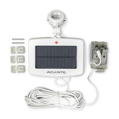 AcuRite Iris (5-in-1) Wireless Weather Station with Solar Power Pack for Indoor and Outdoor Temperature, Humidity, Wind Speed and Direction, and Rainfall with Dark-Themed Digital Display (01517RM)