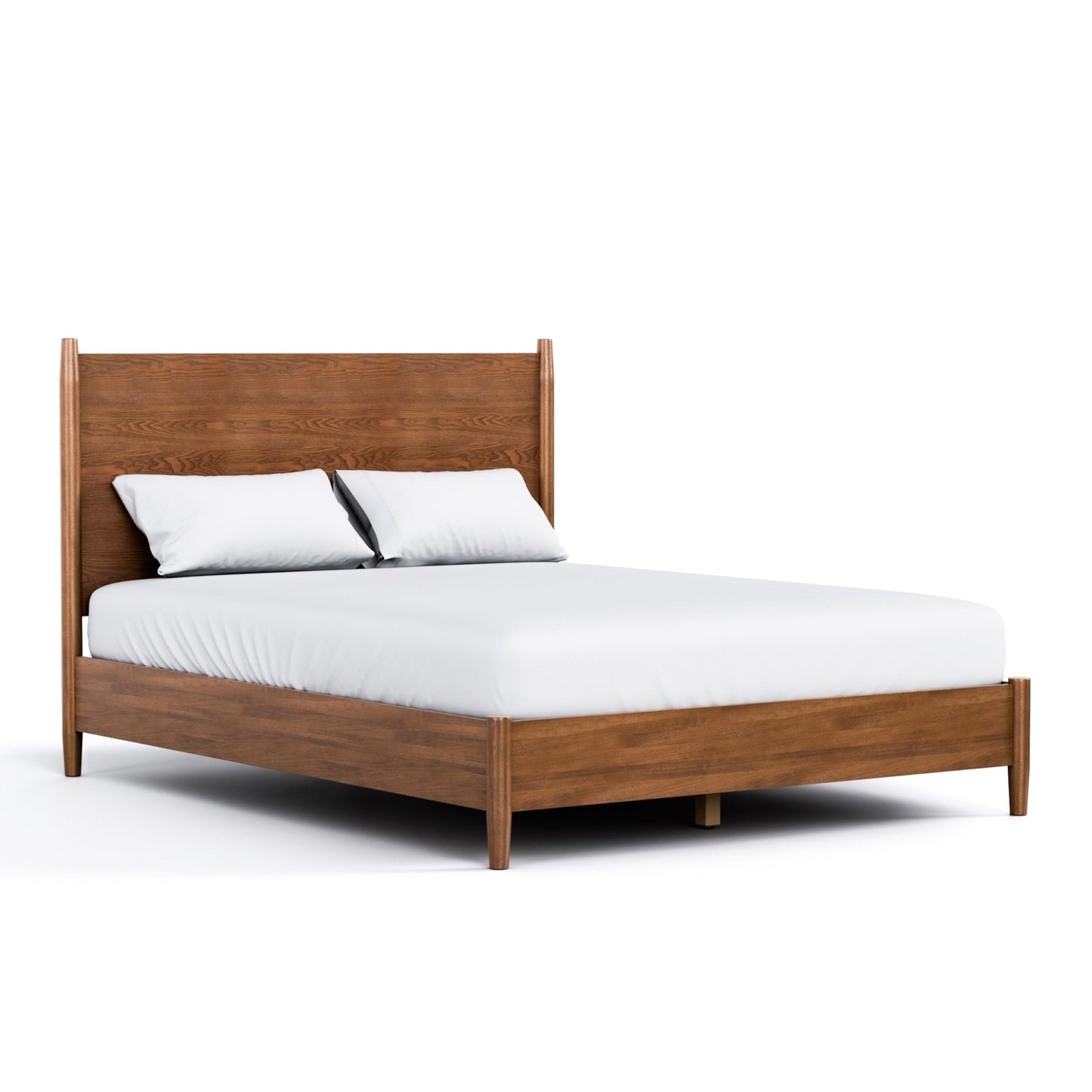 Furniture of America Wyatt Modern Solid Wood Queen Bed Frame with Headboard, Wooden Bedframe for Bedroom, Guest Room, No Box Spring Needed, Walnut, Standard Platform