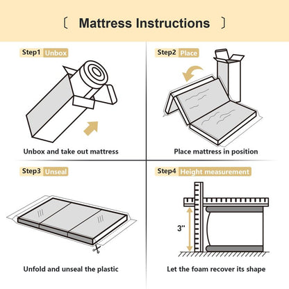 pareler bear 3"x26"x38" Trifold Mattress Topper, Waterproof Breathable Soft Removable Cover, Portable Mattress Pad with Carry Bag for Indoor & Outdoor Use, High Density Medium Firm Foam