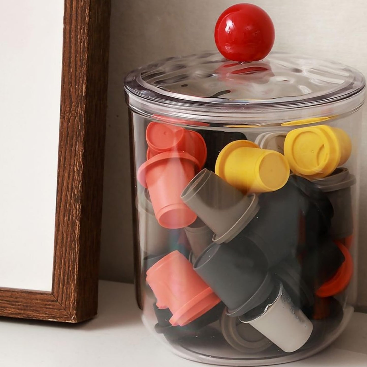 Nagpew 3 Pack Clear Candy Jar, Airtight Plastic Cookie Jars with Lids in 3 Sizes, Wide Mouth Food Storage Apothecary Container for Office Desk, Kitchen, Counter, 70 Oz, 45 Oz, 27 Oz
