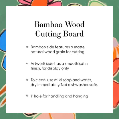 Society6 Bamboo Cutting Board by Burcu Korkmazyurek - Unique Kitchen Decor, 16" x 10.5" x 0.5", Floral And Flamingo II