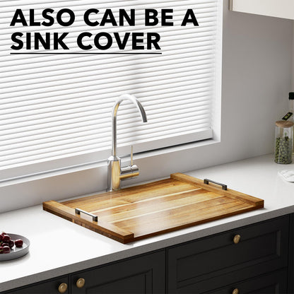 SpaceAid Noodle Board Stove Kitchen Cover with Handles, Top Covers for Gas Burners and Electric Stove, Oven Decor Accessories Wood Tray for Countertop, Natural Acacia