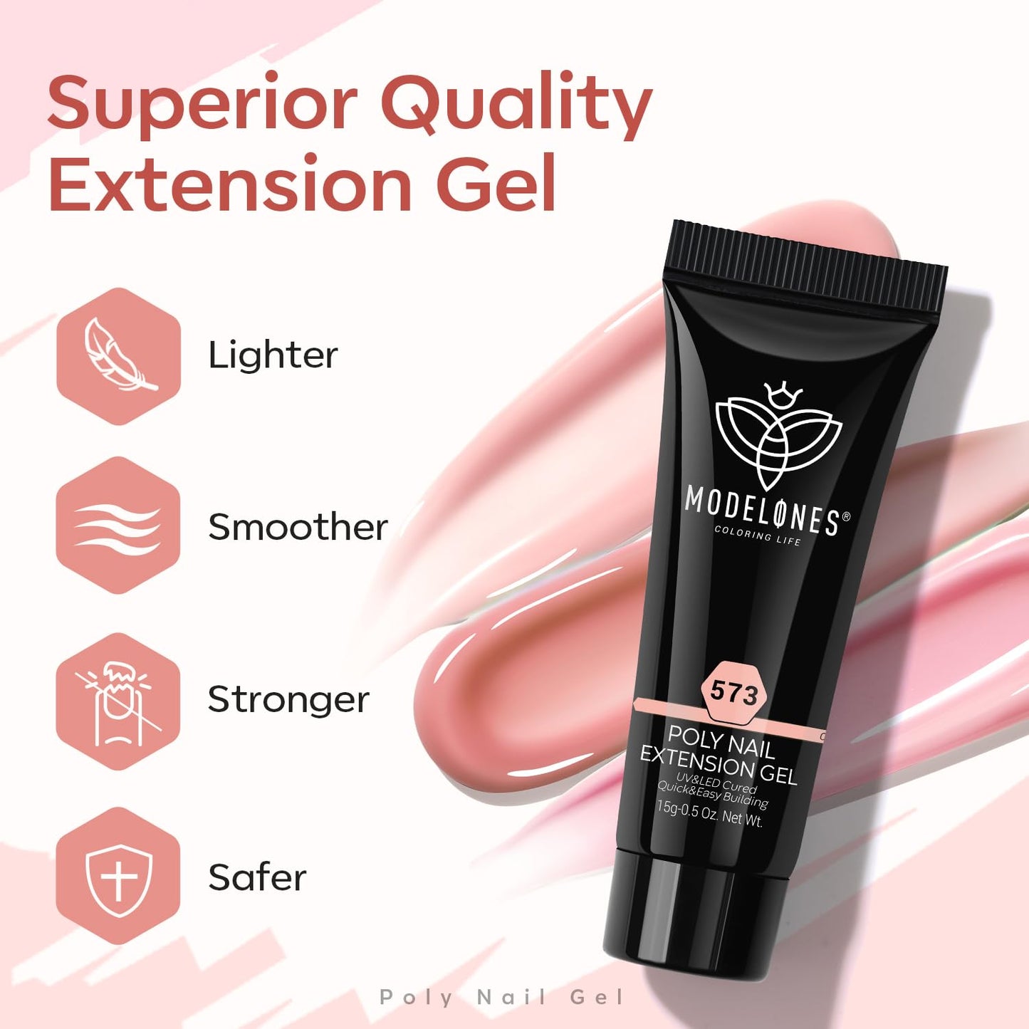 modelones Poly Gel Nail Kit 6 Colors with 8 W Nail Lamp Extension Gel Kit Jelly Milky White Pink Nude Complete Tools Beginner Thickening Solutions DIY at Home for Women