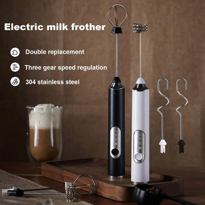 MOSHOU Electric Milk Frother Handheld, 3 Speeds Coffee Whisk Foam Maker with USB C Rechargeable, Drink Mixer for
