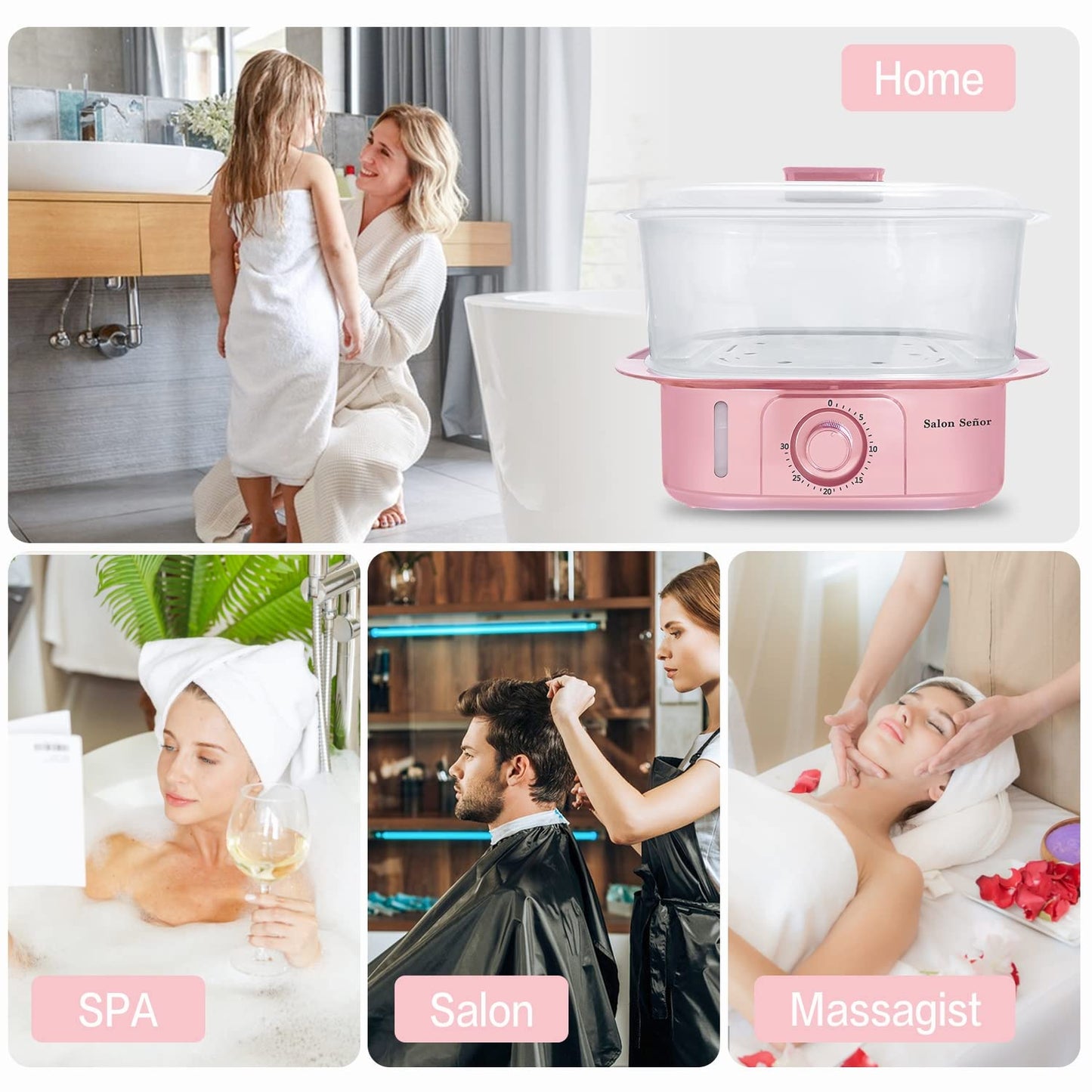 Pink Towel Steamer with Quickly Heating in 5 Mins Auto Off Timer Spa Towel Steamer for Personal Use at Home