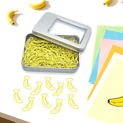 Haowuliao 60 Yellow Banana Paper Clips Bookmarks, Gift for Banana Lovers, Fruit Shop Owners