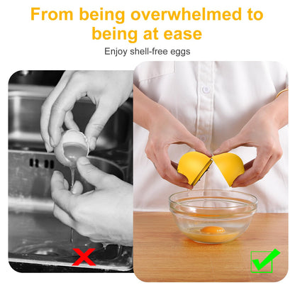 Egg Cracker, Silicone Egg Shell Opener, Cute Egg Shaped Design, Opens Eggs with Ease, A Little Happiness Boost for Your Kitchen. (Color: Yellow, 2-Pack)