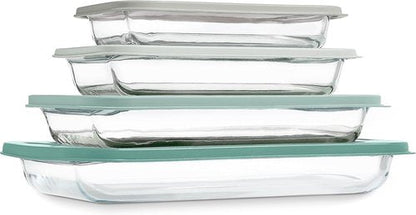 Cook With Color 8-Piece Deep Glass Baking Dish Set - Versatile Casserole & Food Storage Containers | Microwave & Dishwasher Safe, Sage
