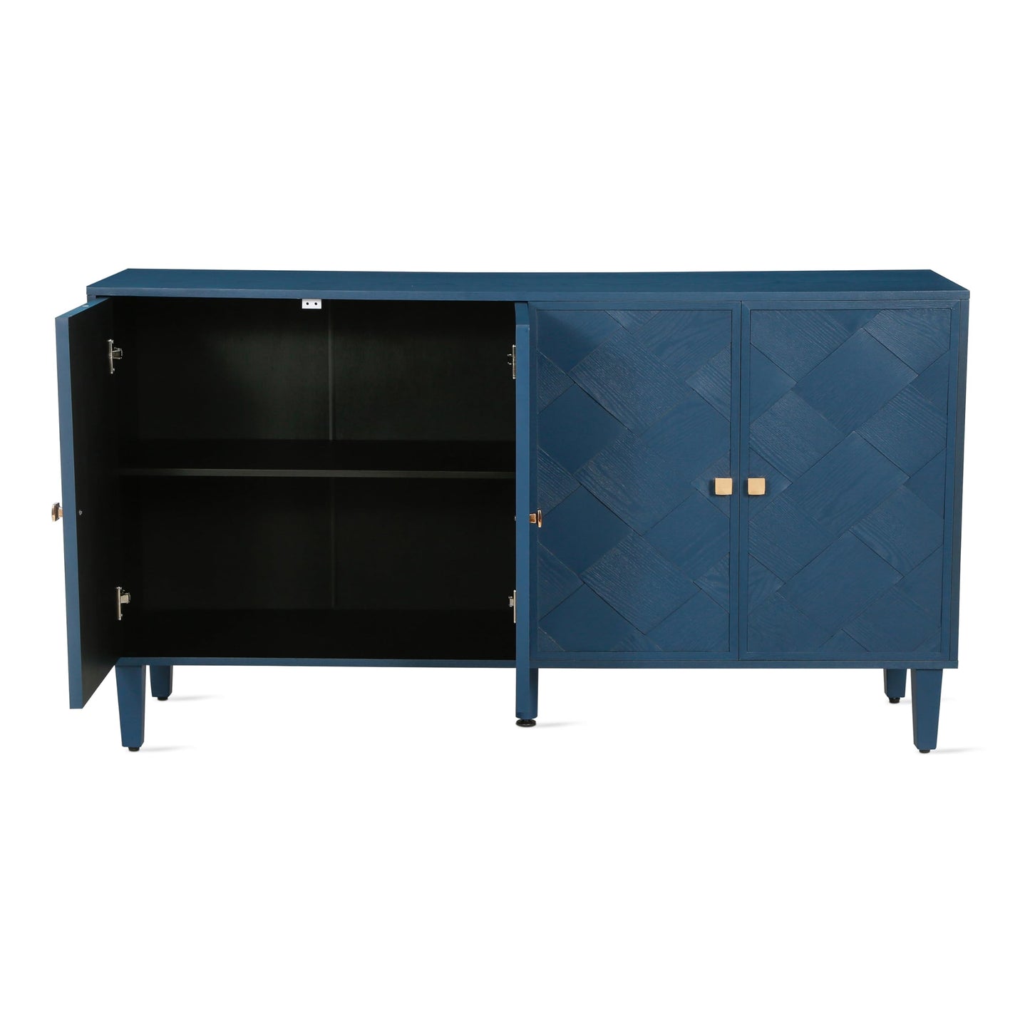 Merax 59.8" Wood Sideboard Buffet Cabinet, Storage Cabinet with Doors and Shelves, Modern Console Table with Solid Wood Legs for Dining Room, Living Room, Entryway, Navy Blue Finish