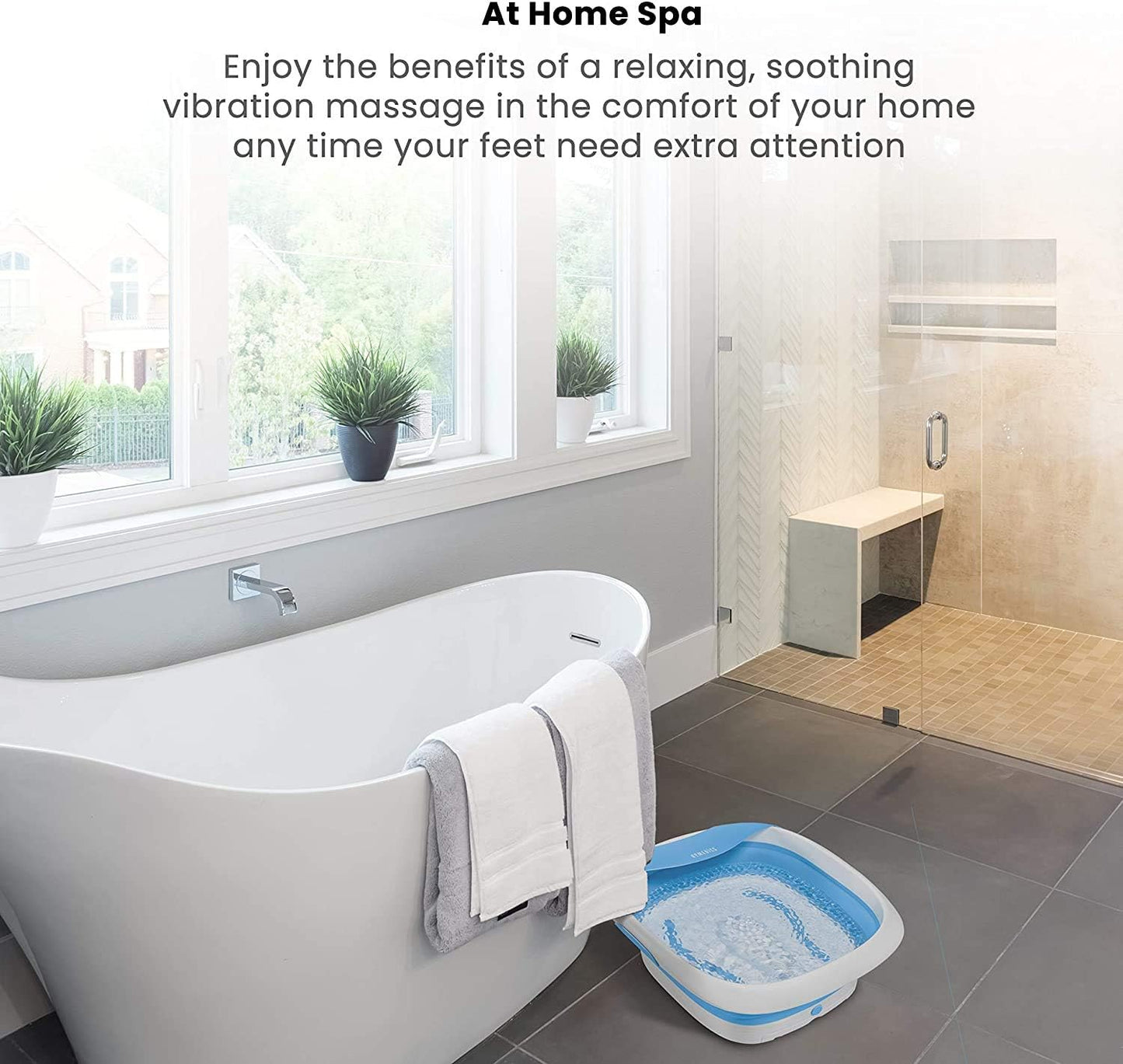 Homedics Compact Pro Spa Collapsible Footbath with Heat | Vibration Massage, ACU-Node Surface, Heat Maintenance | Improves Circulation, Soothe Tired Muscles, Collapsible Tub for Easy Storage