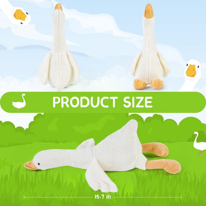 Heamoe 15.7" Swan Stuffed Animal, Cute White Fluffy Goose Duck Stuffed Plush Toy Hugging Pillow Gifts for Kids Birthday