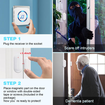 Sanjie Door Chime,Wireless Door Chimes When Door Opens Entry Alarm for Home/Business/Office/Store with 800ft Range,55 Chimes and 5 Adjustable Volume Door Ringer Alert