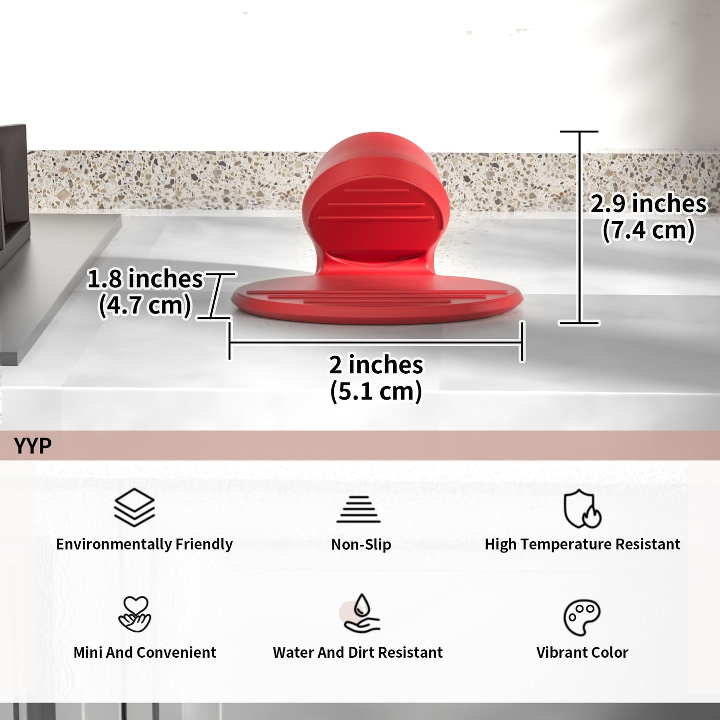 Silicone Pot Holders, YYP Silicone Heat Resistant Pot Holders, Oven Mini Mitts, Cooking Pinch Grips for Kitchen(No More Burning Your Fingers!)- Set of 3, Red
