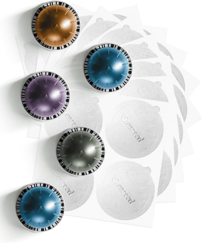 Grasseed Aluminum Foils Lids to Reuse Coffee Pods, Compatible with Nespresso VertuoLine Capsules, 120 Pcs