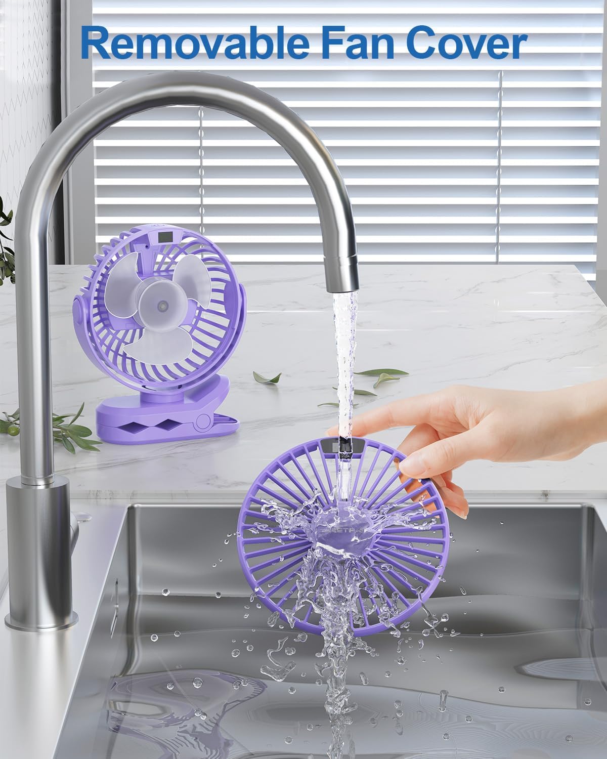 SWEETFULL Portable Clip on Fan, Battery Operated 4000mAh Rechargeable Fan with LED Display, 4 Speeds for Travel Camping