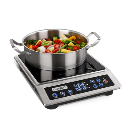 ChangBERT Portable Induction Cooktop Enhanced Version, One-Click Max Power 1800W Large Heating Coil Burner, Precise Temperature Control, NSF Certified Commercial Grade Low Noise Hot Plate