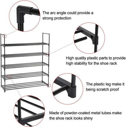 6-Tier Metal Shoe Rack, Stackable Shoe Tower, Shoe Storage Organizer Metal Cabinet Durable Multifunctional Shelf
