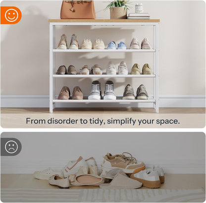 3 4-Tier Closet 9-12 WN94XJ01 HOOBRO Shoe Rack with PU Shelves, Shoe Storage Organizer for and Entryway, Holds Pairs