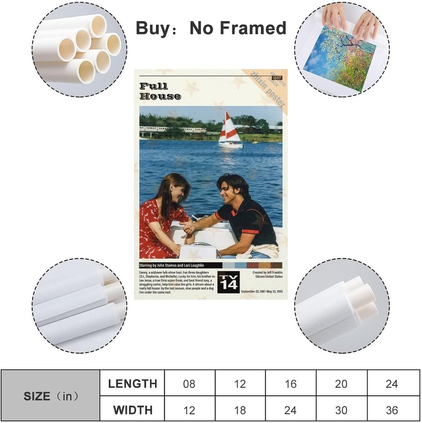 Full House TV Series Show Poster - Decorative Canvas Wall Art - Modern Family Bedroom Decor - 12x18 inch