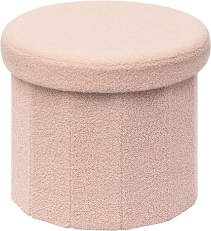 15"x15"x13.19" B FSOBEIIALEO Storage Ottoman Cube, Round Ottomans with Storage Foot Stool Footrest for Lving Room