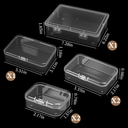 Jetec 6 Pieces Mini Plastic Clear Beads Storage Containers Box for Collecting Small Items, Beads, Jewelry, Business Cards, Game Pieces, Crafts (4 Size)