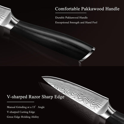 HOSHANHO Paring Knife 3.75 Inch, High Carbon Powder Steel Forged Small Kitchen Knives, Razor Sharp Japanese Fruit Knife with Ergonomic Pakkawood Handle